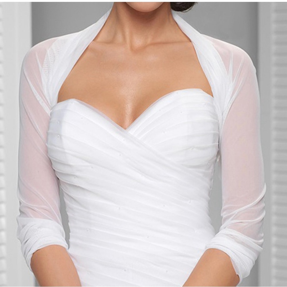 Elegant White Dress with Sheer Sleeves